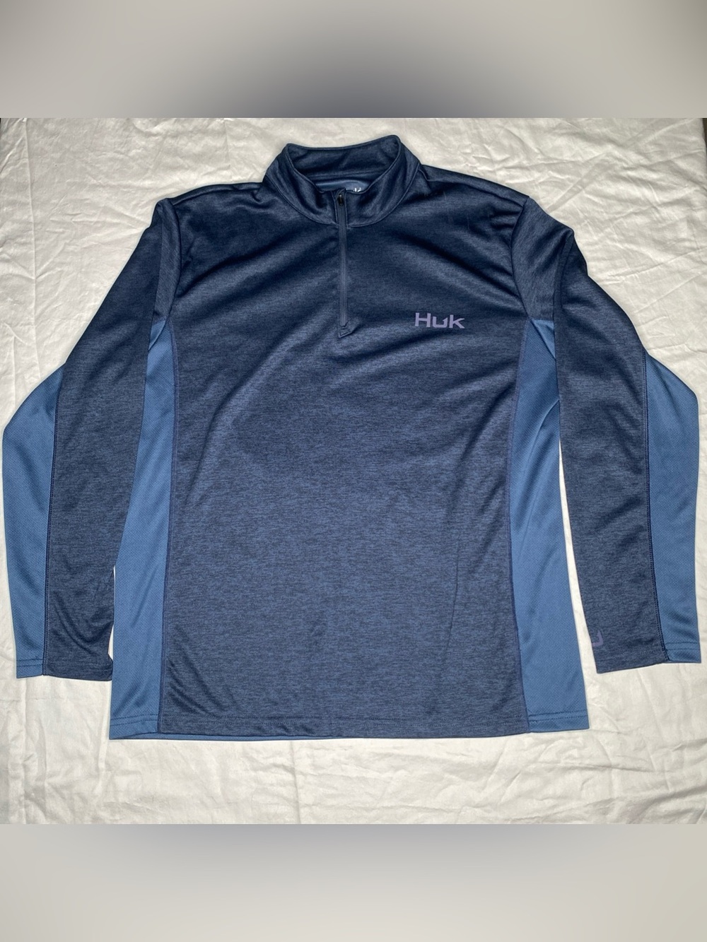 HUK Fishing Blue 1/4 Zip Pullover Size Large